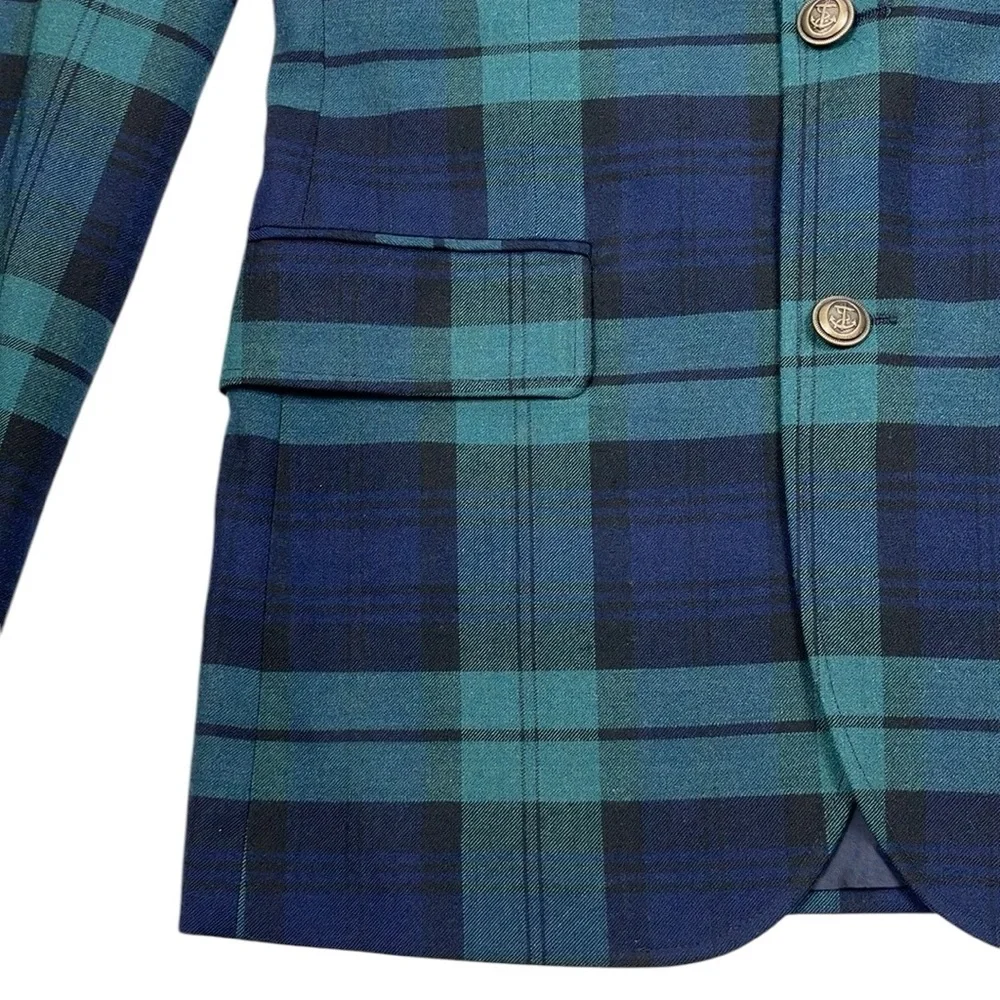 J Crew Thompson University Blazer Blue Green Plaid Men's 36 NWT